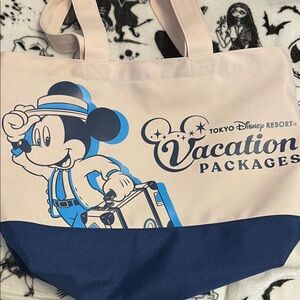 Tokyo Disney Resort Mickey Mouse Blue and Cream Tote Bag